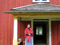 We were warmly greeted by this young lady dressed in traditional garb at the Helsinki Open Air Museum