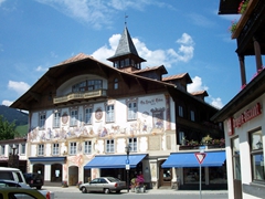 Oberammergau is also famous for its spectacular luftlmalerei (frescoes) that showcase traditional Bavarian themes