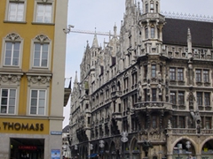 Corner view of the massive Marienplatz (Mary's Square), which is a central square in the heart of Munich