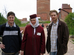 Robby and Jurak pose with Turaida castle guide, Sigulda