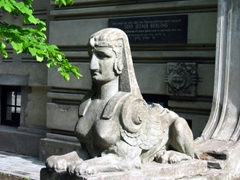 A female sphinx in the art nouveau district of Riga