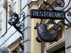 Latvian restaurant sign, Riga