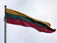 Lithuania's flag on proud display outside the town hall